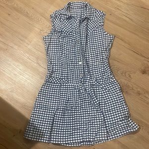 Blue checker vintage romper jumpsuit skort style